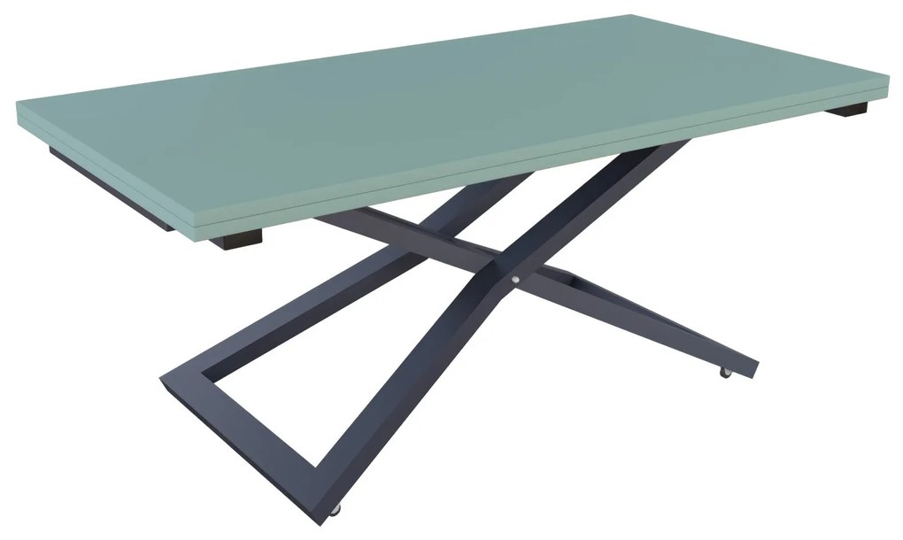 Разтегателна маса с повдигащ механизъм ВЕНЕЦИЯ - МДФ мат зелен дъск блу