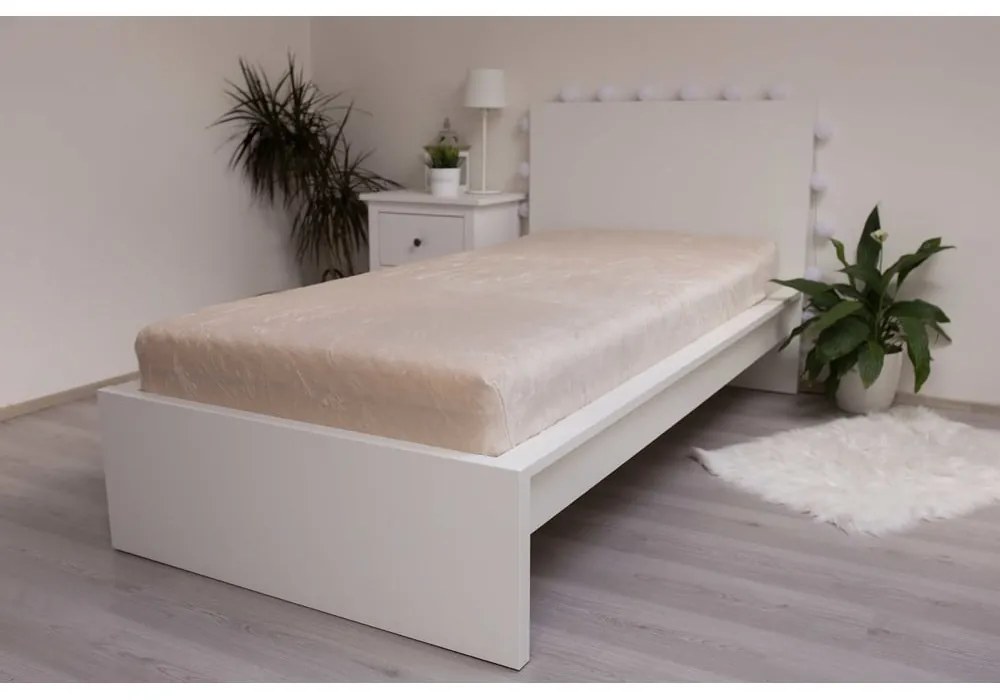 Кремав еластичен чаршаф от микрофланела 180x200 cm Basic – Jerry Fabrics