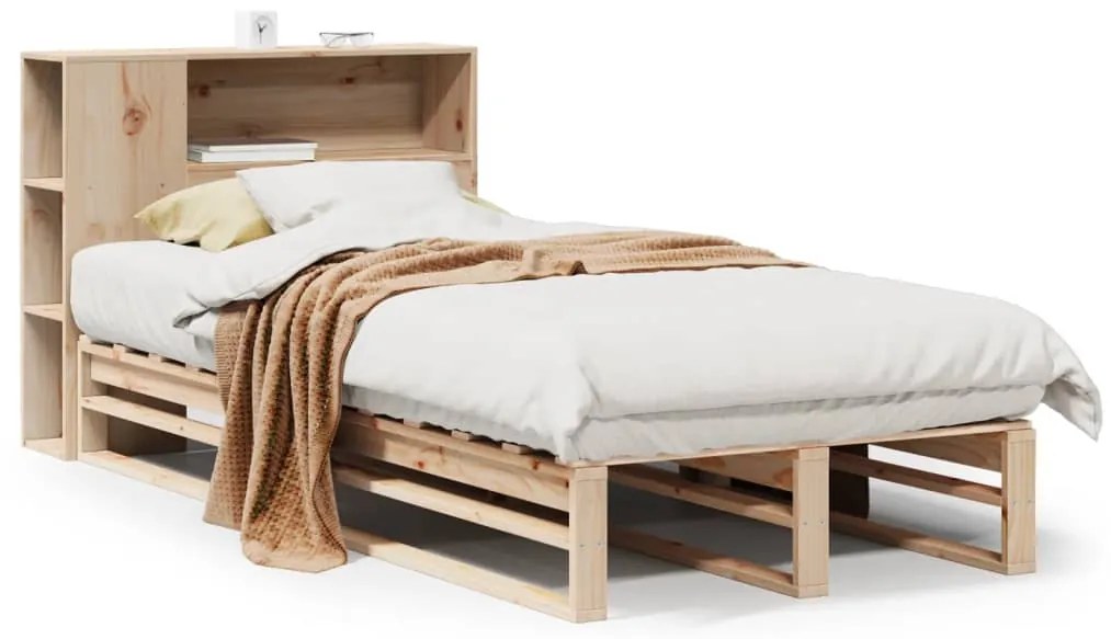 3323899 vidaXL Легло с рафтове за книги, без матрак, 90x200 см, масивно дърво