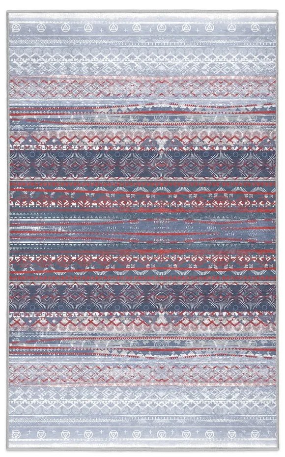 Лилаво-сив килим подходящ за пране 80x150 cm Vintage Stripe – Mila Home