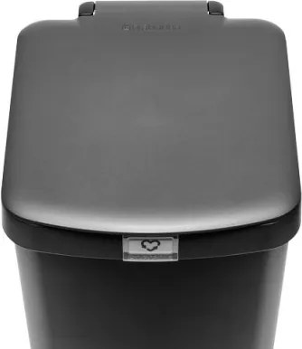 Кош за боклук с педал Brabantia StepUp 1008482, 25 л, Екологични материали, Голям отвор, Тъмносив
