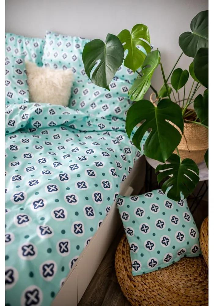 Зелено памучно спално бельо от сатен , 140 x 200 cm Regina - Cotton House