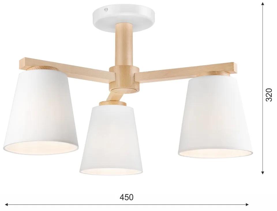 Бяла лампа за таван с текстилен абажур ø 15 cm Ellie - LAMKUR