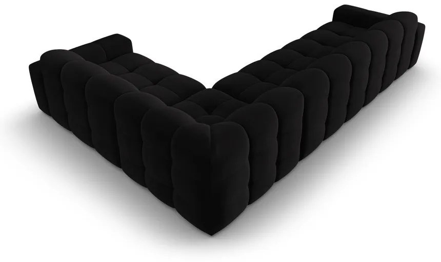 Ъглов диван от черно кадифе (десен ъгъл) Kendal - Micadoni Home