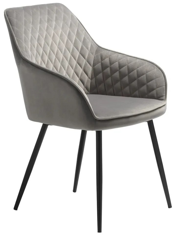 Светлосив тапициран трапезен стол с подлакътници Milton – Unique Furniture