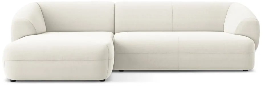 Бял кадифен ъглов диван (ляв ъгъл) Moana – Makamii