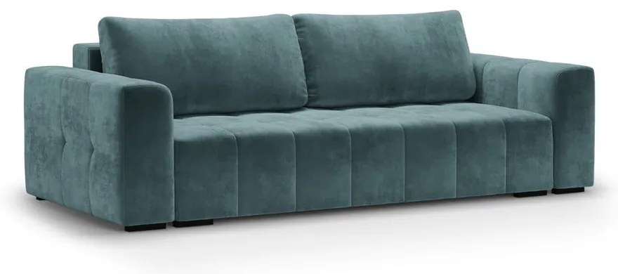 Син кадифен разтегателен диван Luca - Milo Casa