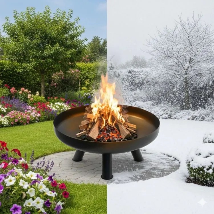 Градинска чугунена камина 60 см - камина на дърва с високи крака