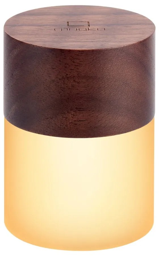 Тъмнокафява настолна лампа със стъклен абажур (височина 10,5 cm) Lemelia - Gingko