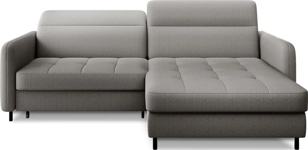 Сив кадифен разтегателен ъглов диван с място за съхранение (десен ъгъл) Gomsi – ELTAP