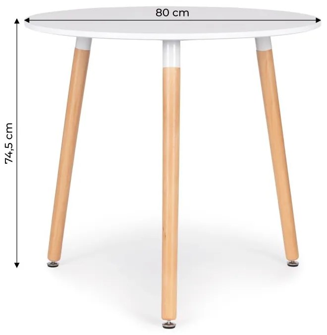 Бяла кръгла маса за кафе 80 cm