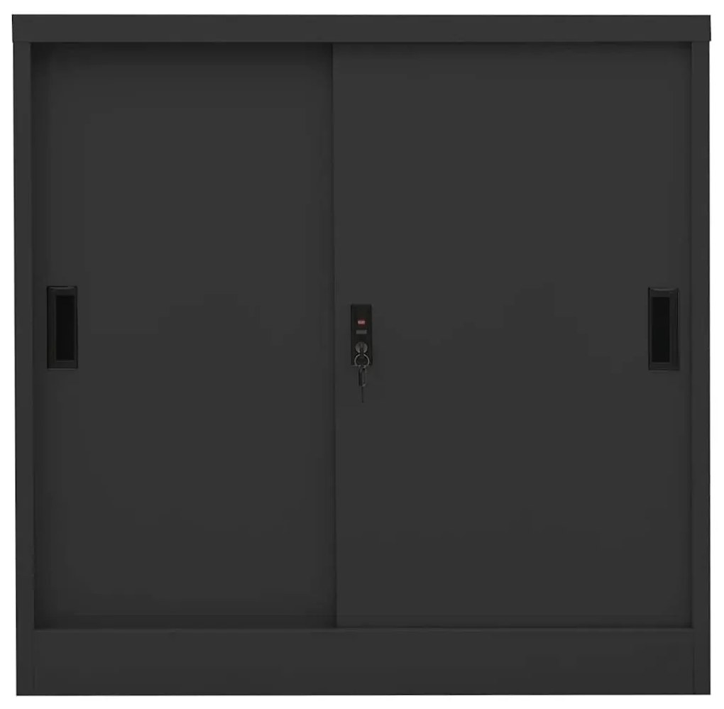 335953 vidaXL Офис шкаф с плъзгаща се врата, антрацит, 90x40x90 см, стомана