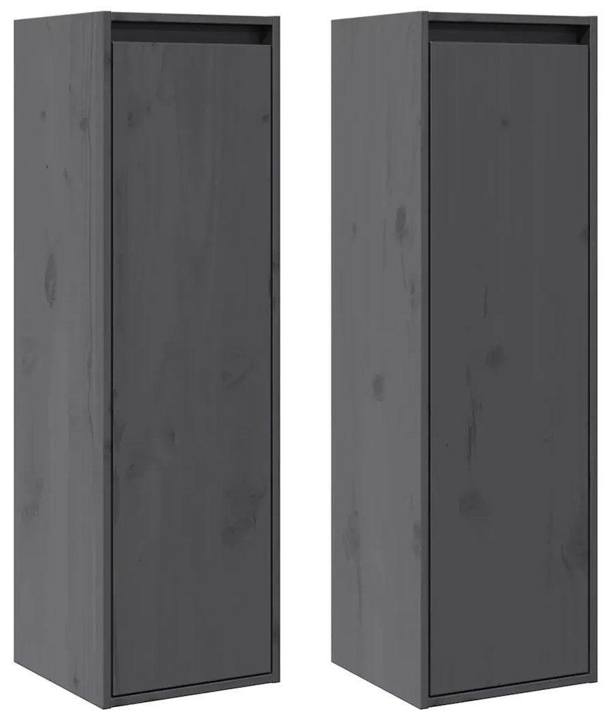 813510 vidaXL Стенни шкафове, 2 бр, сиви, 30x30x100 см, бор масив