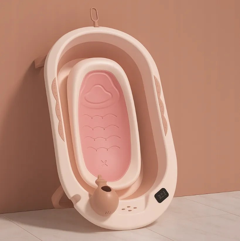 Сгъваема бебешка вана VAIANA PREMIUM с шезлонг и стойка - повече цветове лилаво