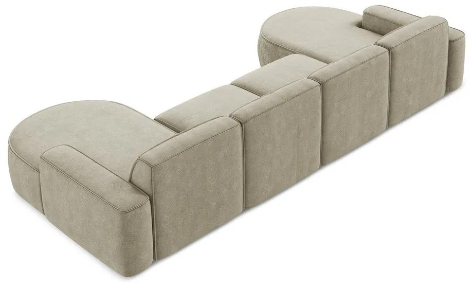 Бежов шенилов ъглов диван (U форма) Omao – Makamii