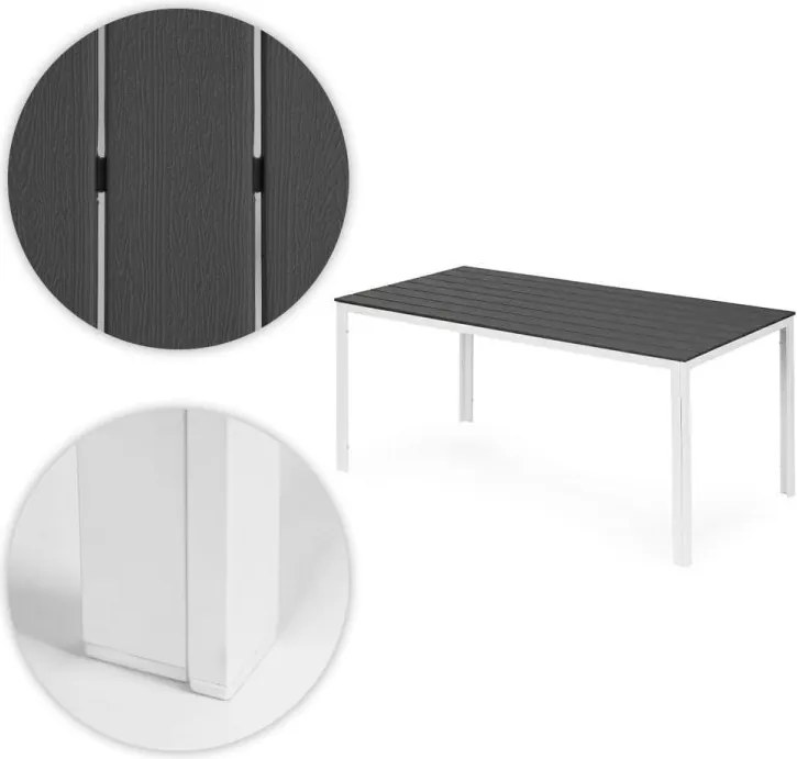 Голяма градинска маса в сиво с бели крака