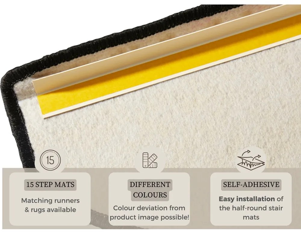 Комплект от 15 черни стъпала за стълби, 23 x 65 cm Fancy - Hanse Home