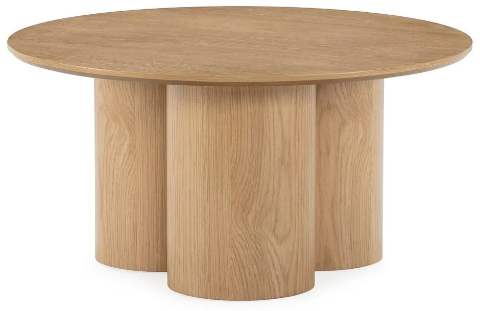 Кръгла масичка за кафе от декор от дъб в естествен цвят ø 80 cm Lua – MOME