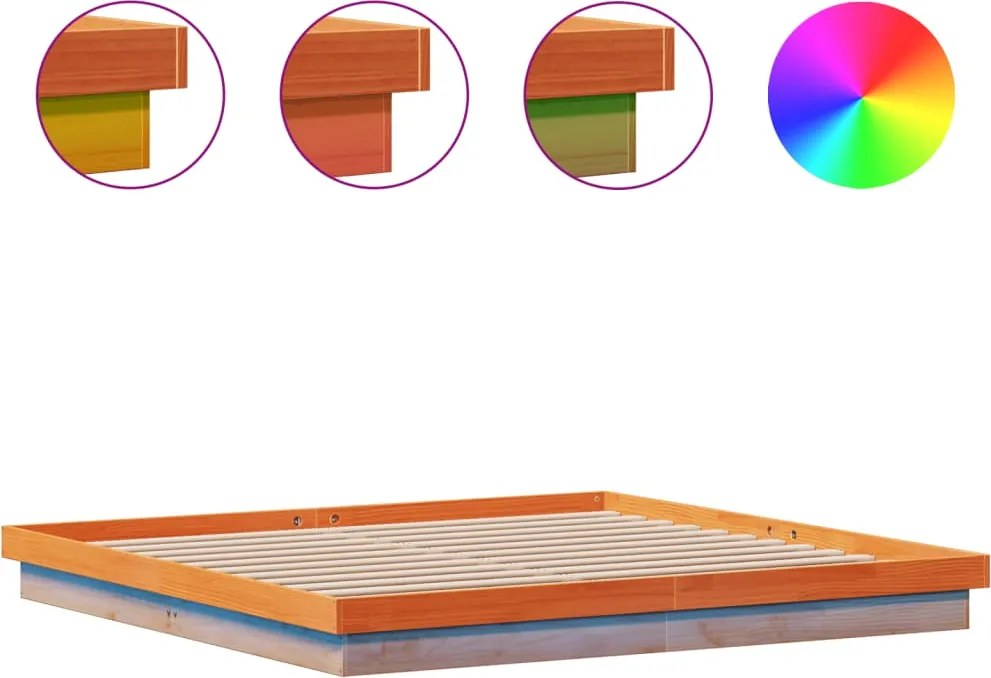 844418 vidaXL LED рамка за легло восъчнокафяв 200x200 см борово дърво масив