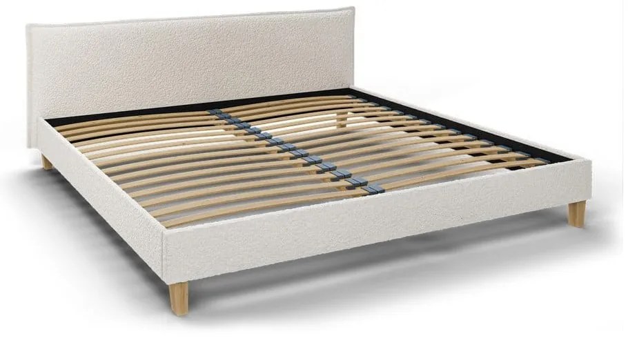 Кремаво тапицирано двойно легло с решетка 200x200 cm Tina - Ropez