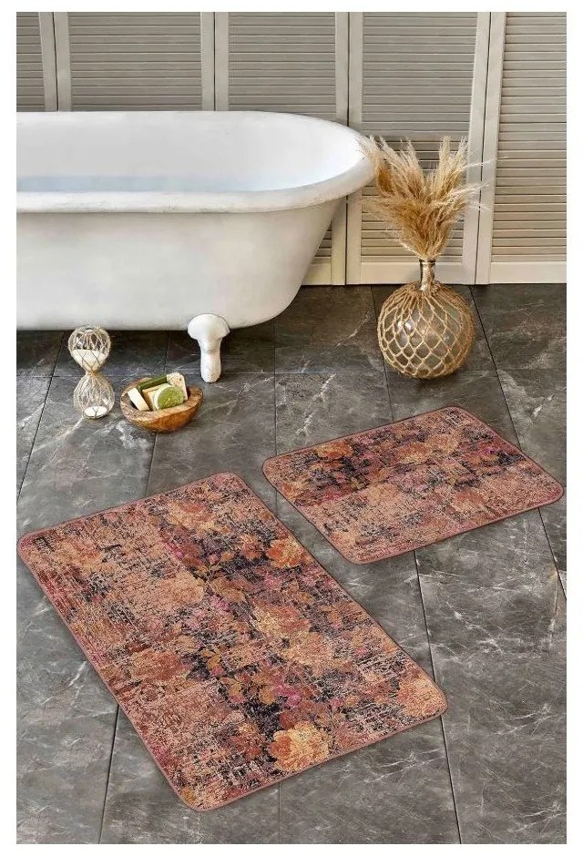 Кафяви кадифени килими за баня в комплект от 2 бр. 60x100 cm – Mila Home