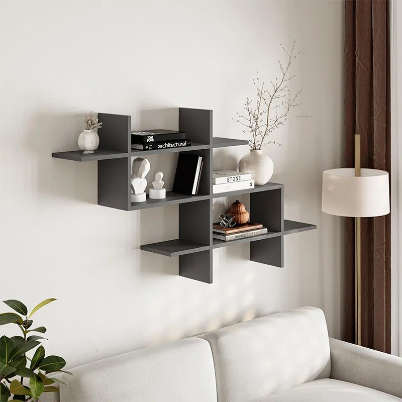 Меламинов рафт Halic в антрацитен цвят 150x22x82см.
