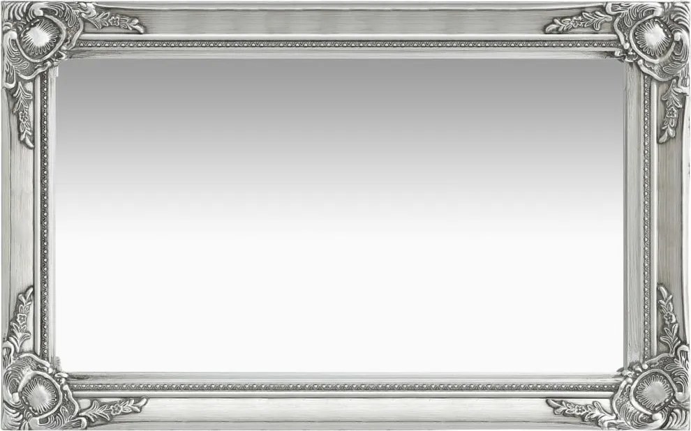Стенно огледало, бароков стил, 50x80 см, сребристо