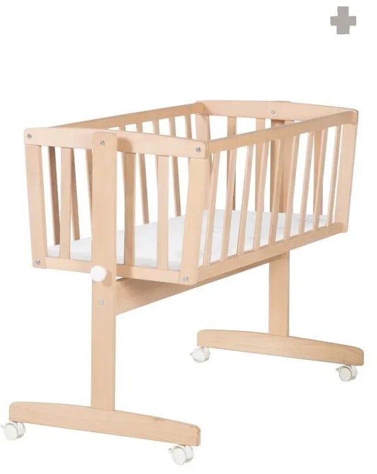 Люлка 40x90 cm от масивен бук на колелца/с балдахин в естествен цвят Adam and Owl – Roba