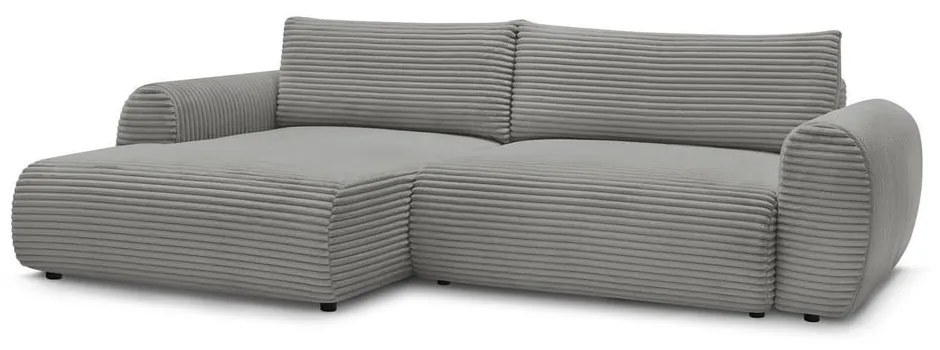 Тъмносив разтегателен ъглов диван от рипсено кадифе (ляв ъгъл) Lucien – Bobochic Paris