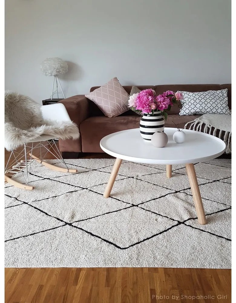 Кремав ръчно изработен памучен килим подходящ за пране 140x200 cm Bereber Beige – Lorena Canals