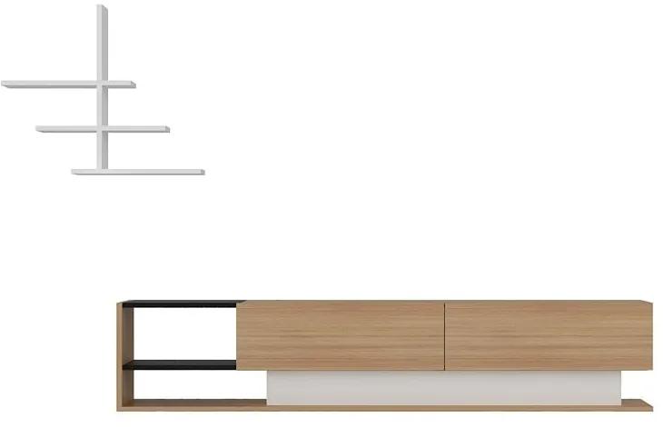 Бял/естествен шкаф за телевизор от екзотична дървесина 180x40 cm Liza - Kalune Design