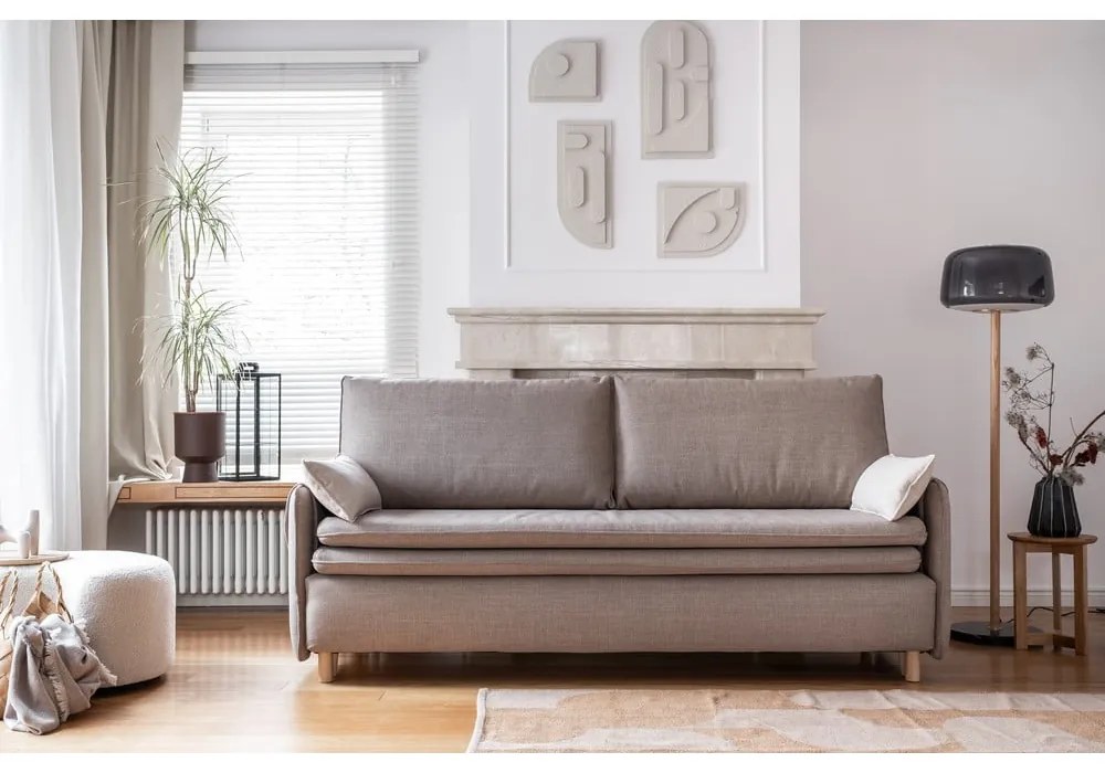 Светлокафяв разтегателен диван 207 cm Simon – Miuform