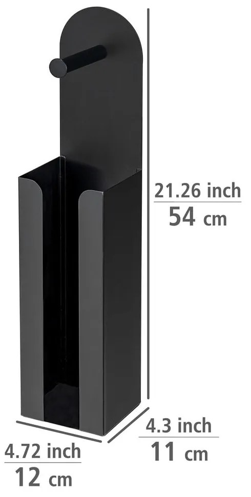 Черен самозалепващ стоманен държач за тоалетна хартия Agira – Wenko