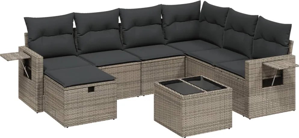 3263846 vidaXL Градински комплект диван с възглавници 8 части сив полиратан