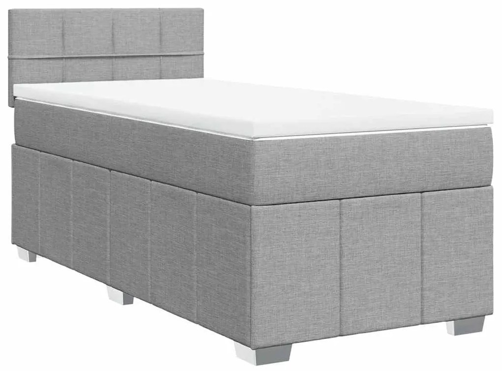 3286895 vidaXL Боксспринг легло с матрак, светлосиво, 80x200 см, плат