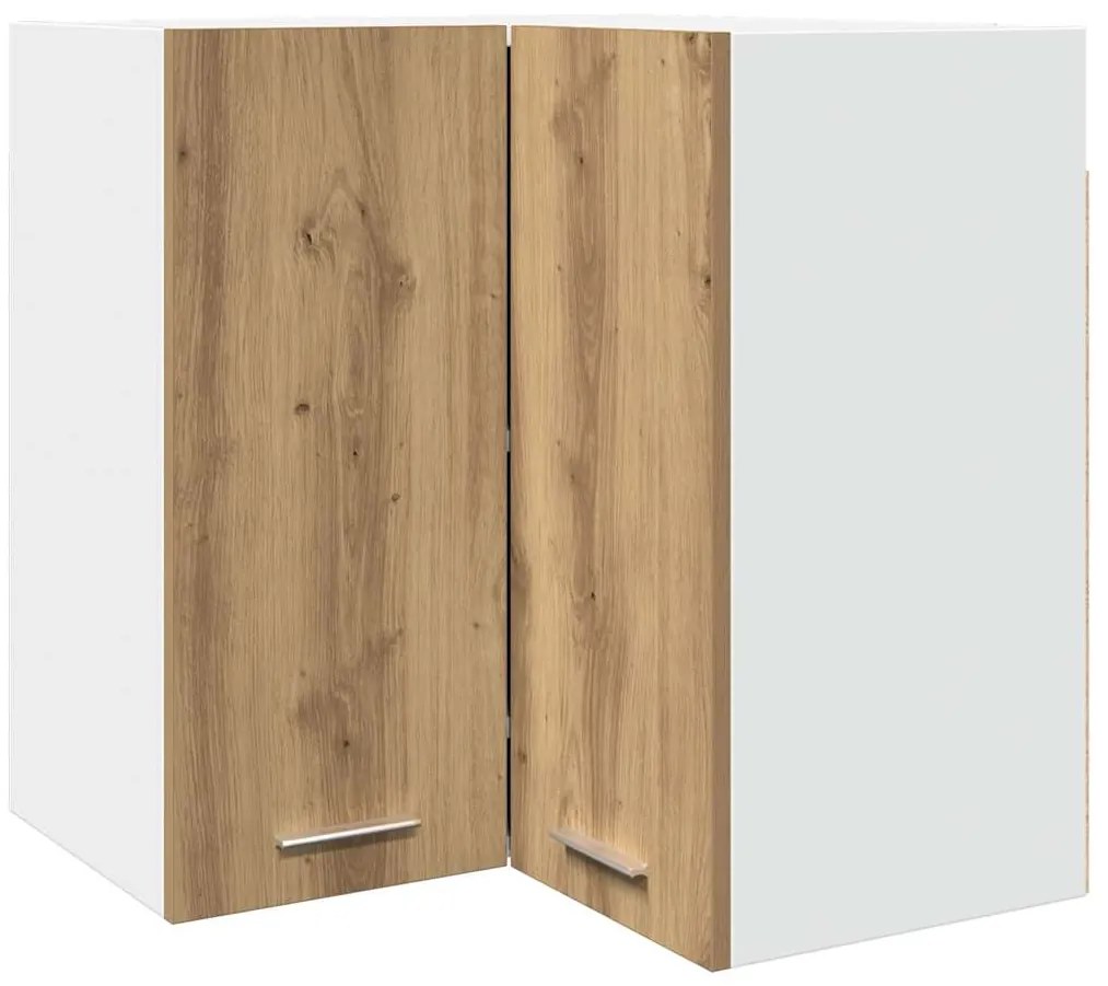 856123 vidaXL Висящ стъклен шкаф, дъб артизан, 57x57x60 см, инженерно дърво