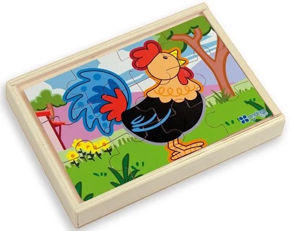 Andreu Toys - 4 пъзела в дървена кутия Ферма