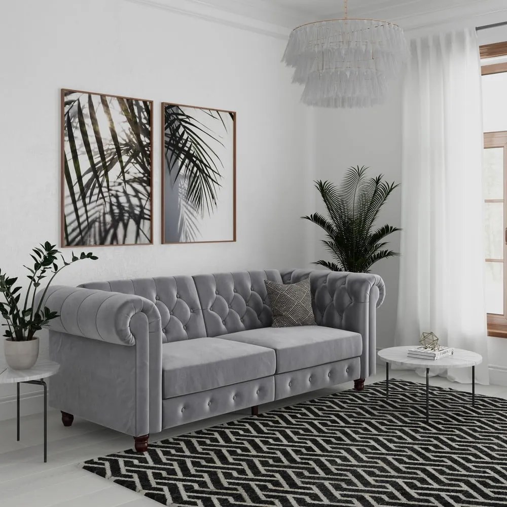 Светлосив кадифен диван 236 cm Felix – Støraa