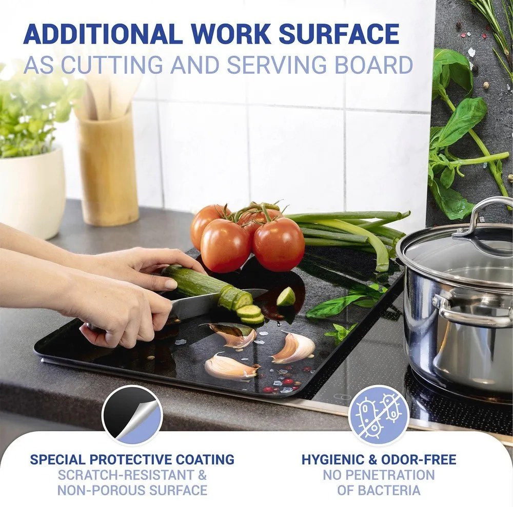 Комплект от 2 капака за печка от сиво стъкло Universal Herbs - Wenko