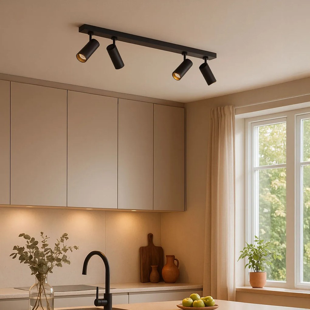 Модерна таванна лампа черна с LED димируема 4-лампи - Tate