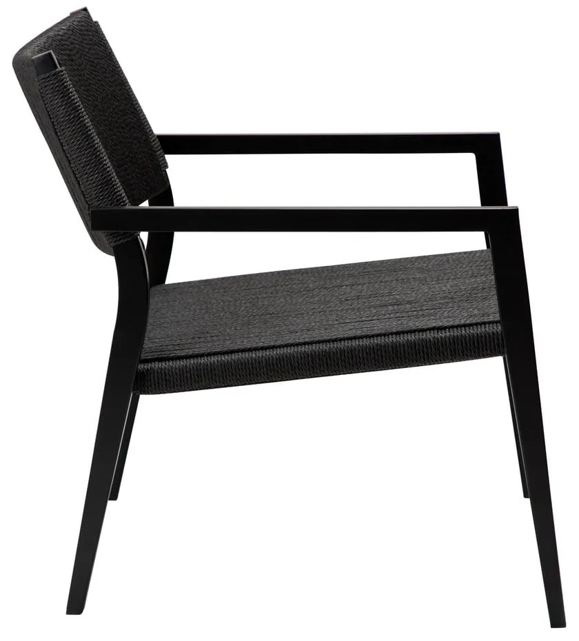 Черен фотьойл с тръстикова плетка Loop - DAN-FORM Denmark