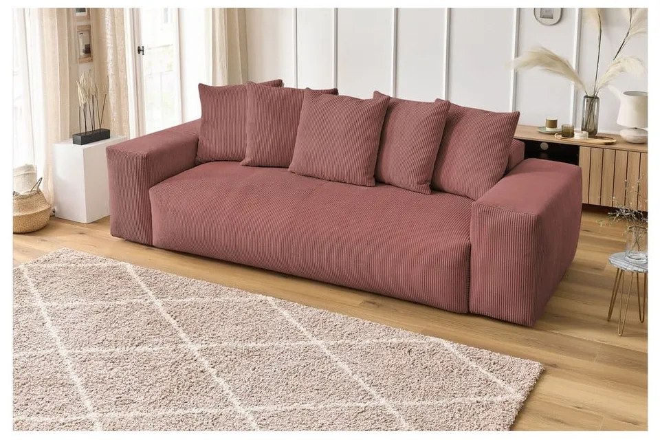 Светлорозов диван от рипсено кадифе 280 cm Voltaire – Bobochic Paris