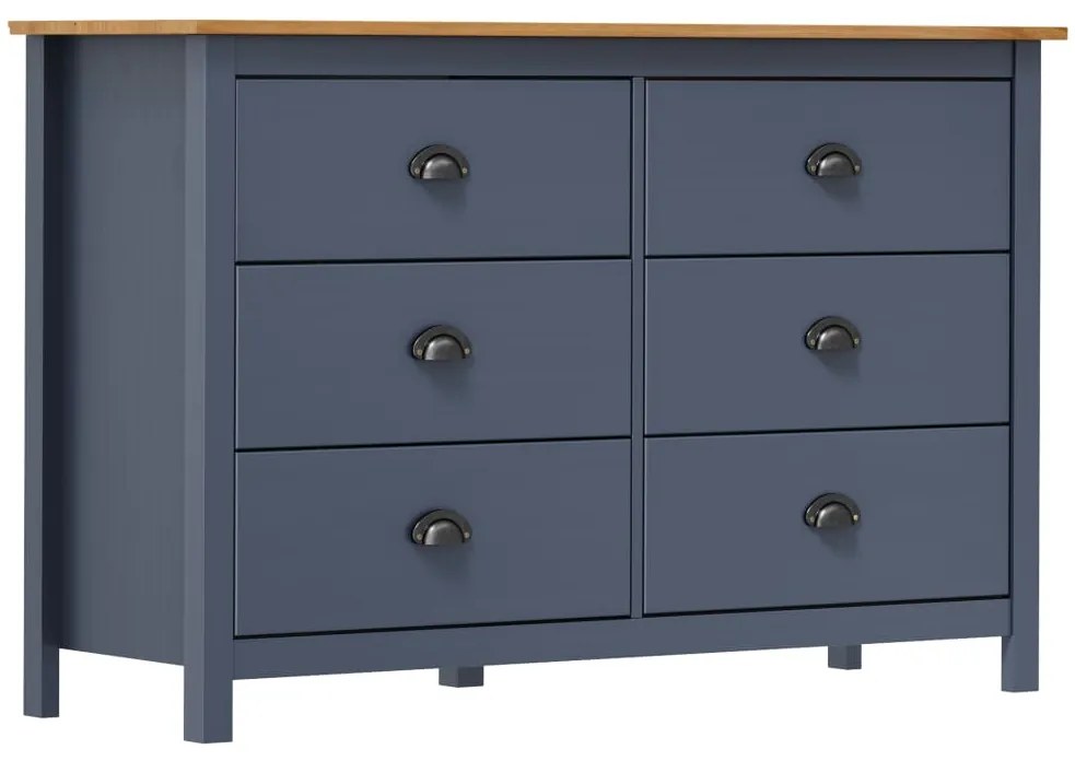 288985 vidaXL Сайдборд Hill сив 125x40x80 см борово дърво масив