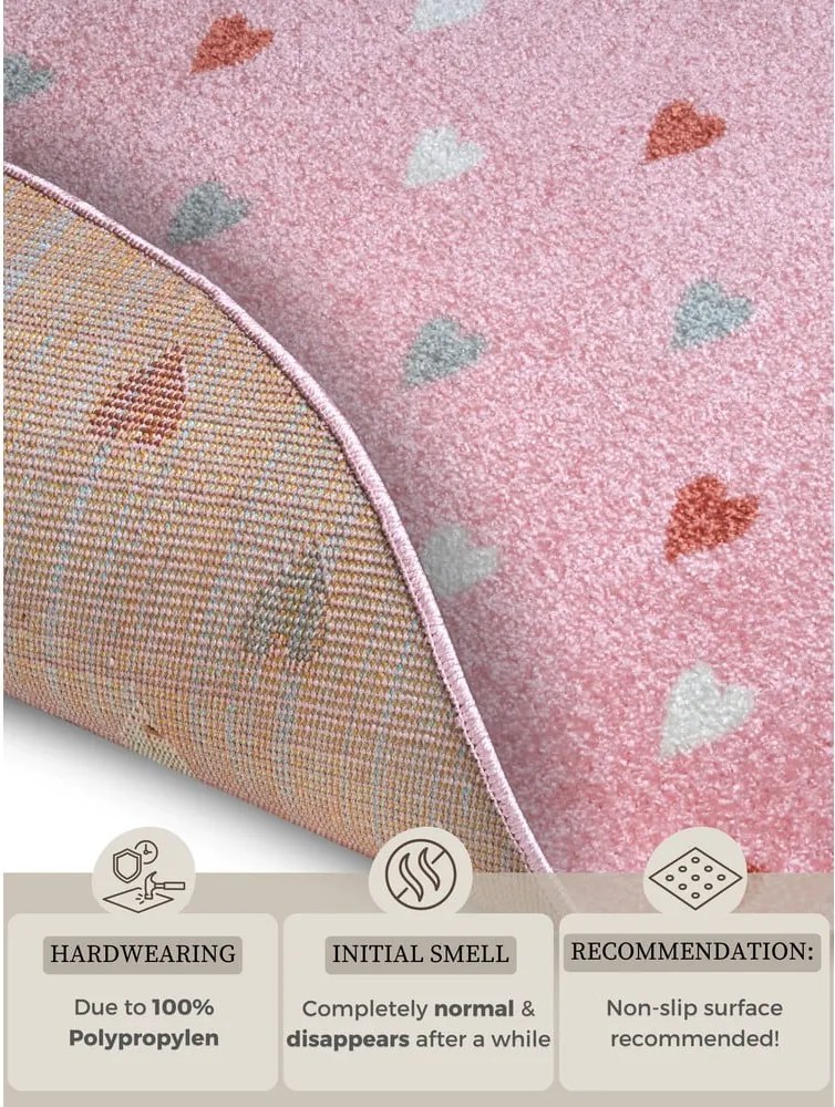 Розов детски килим ø 100 cm Little Hearts - Hanse Home