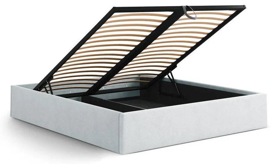 Светлосиво двойно легло 160x200 cm тапицирано с място за съхранение/без табла с включена подматрачна рамка Susan – Micadoni