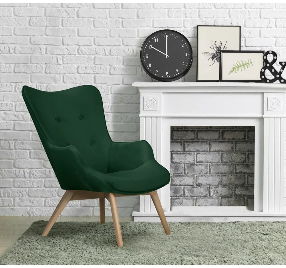 Тъмнозелено кадифено кресло Niko – Ropez