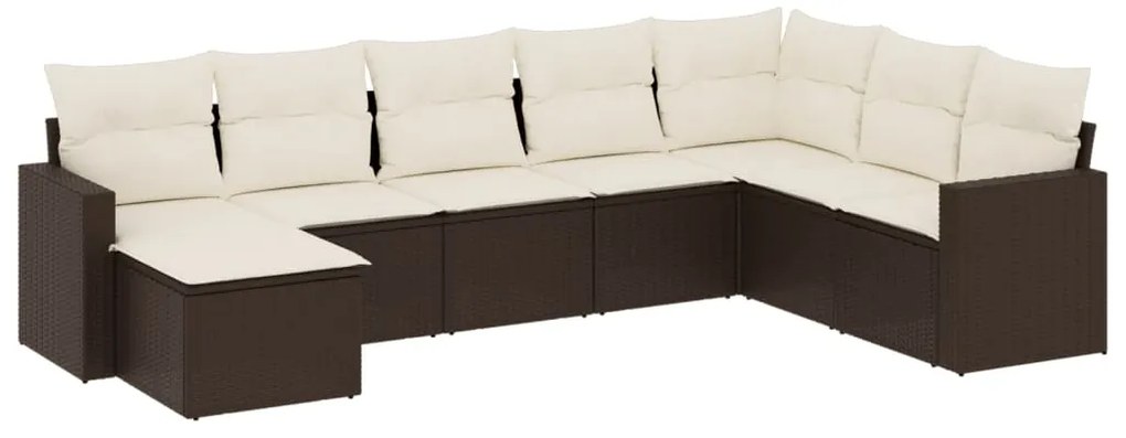 3251700 vidaXL Градински комплект с възглавници, 8 части, кафяв, полиратан