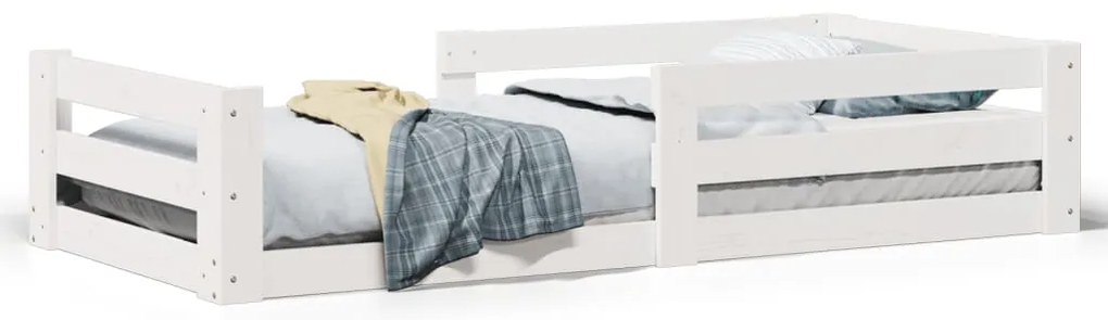 855694 vidaXL Рамка за легло без матрак, бял, 90x190 см, борово дърво масив