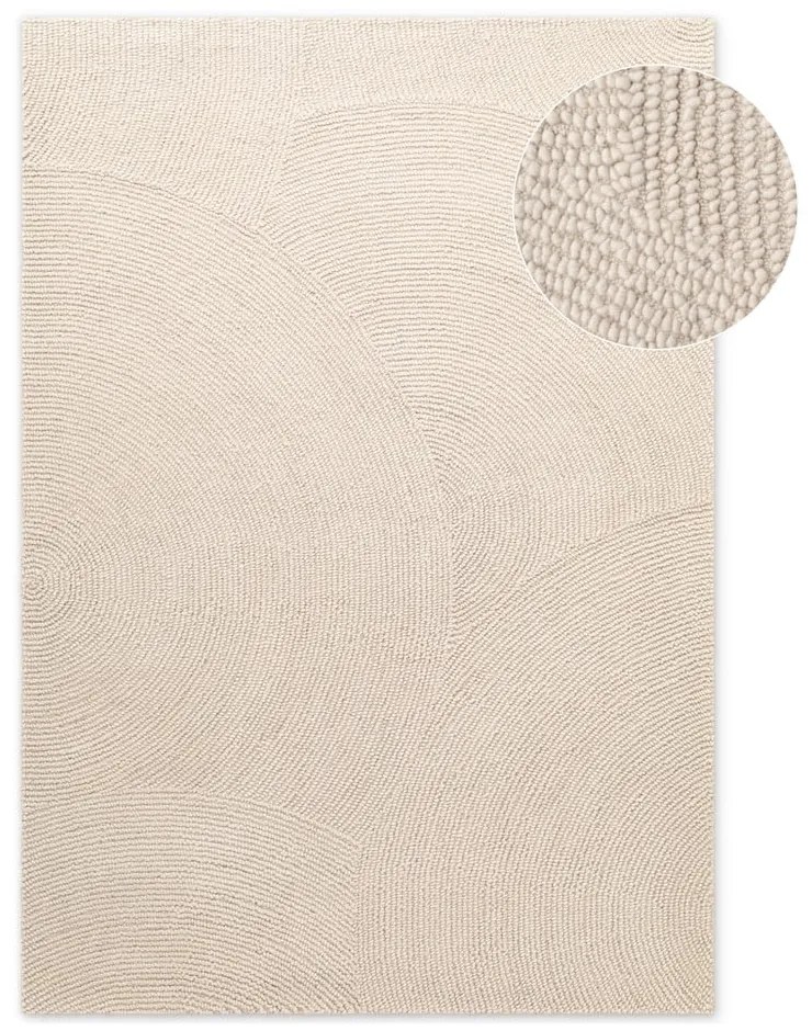 Ръчно изработен вълнен килим в светло естествен цвят 120x180 cm Eleni Natural White – Hanse Home