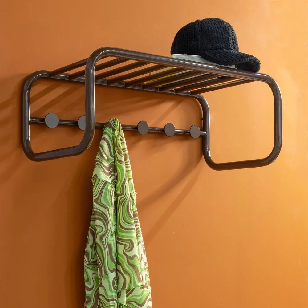 Тъмнокафява метална стенна закачалка с рафт 72 cm Retro – Spinder Design